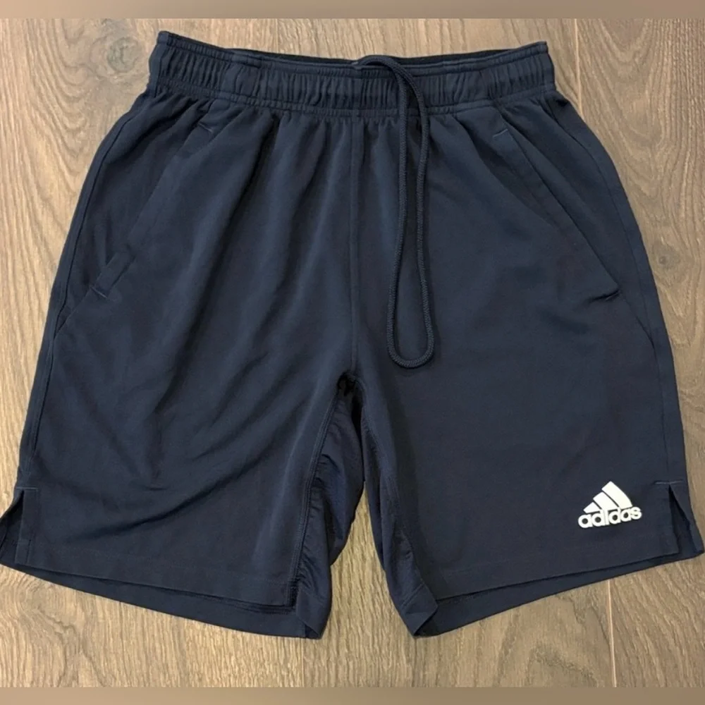 Adidas Bundle Men’s Active Navy Athletic Shorts / blue heathered Dry Fit Tee - M